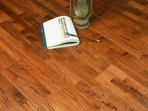 山核桃拚板深色仿古實木地板